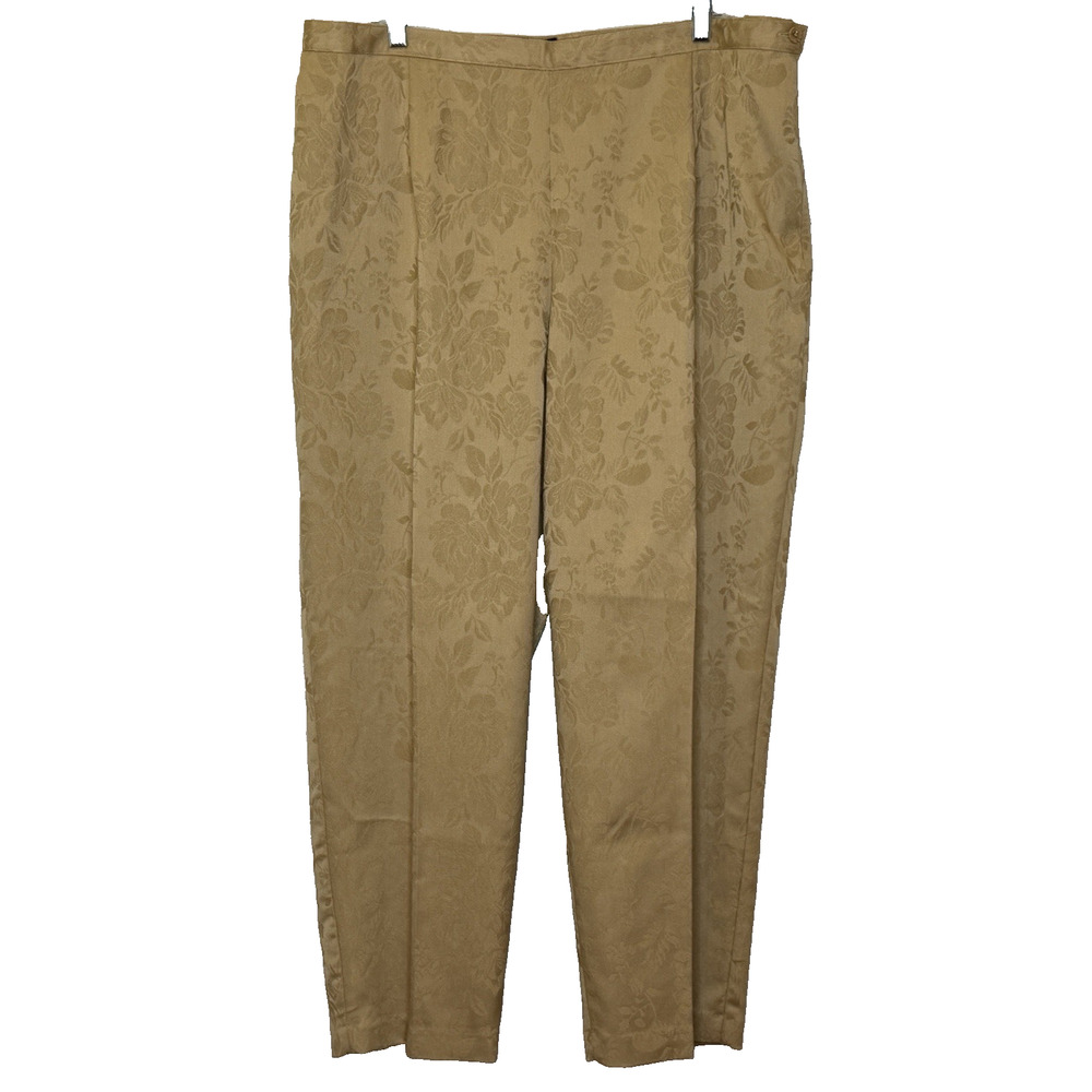 Josephine Chaus Ankle Pants Womens Sz 20W Gold Embossed Side Zip Tapered Leg NEW